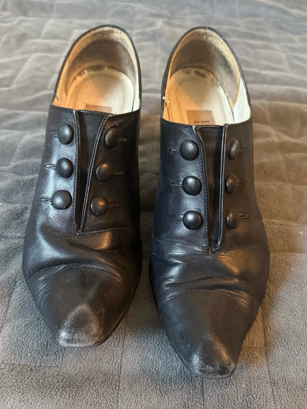 Vintage 90s Enzo Angiolini black leather button up shoes size 8 1/2